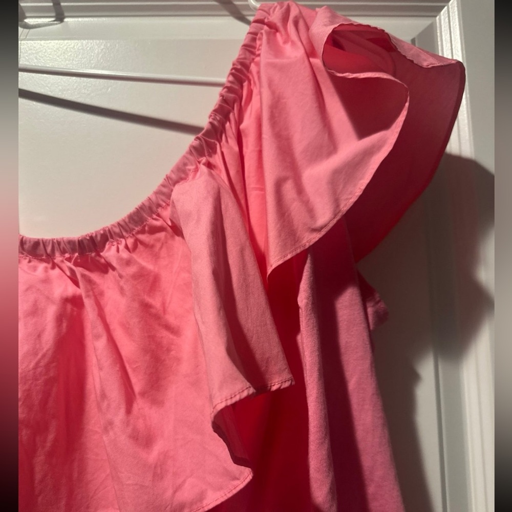 Pink Ruffled One-Shoulder Top - Picture 2 of 2